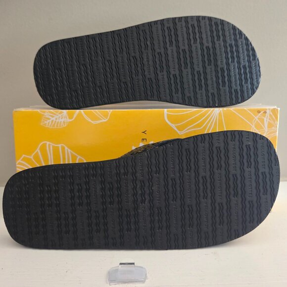 Yellow Box Sandy Sandals NIB 8.5 Black Sequin Thong Flip Flops - Picture 8 of 13